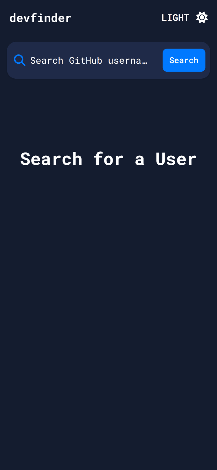 Github Devfinder's mobile screenshot 2